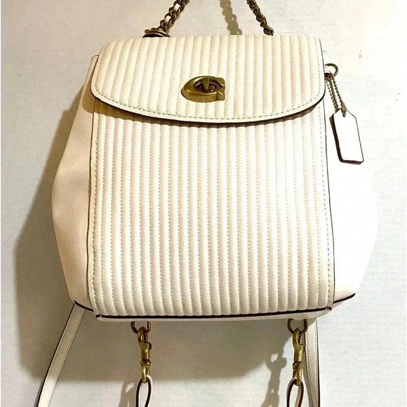 Coach white mini convertible leather backpack - Picture 1 of 12